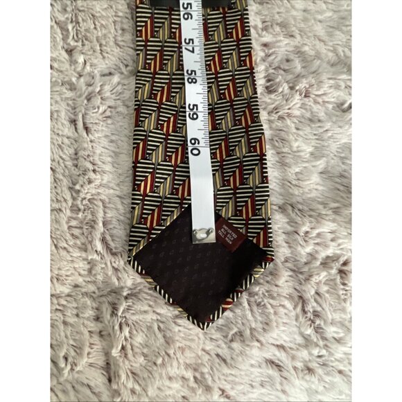 Barry Wells Tall Man Silk Tie 65.5 X 4” Black, Burgundy, Gold, Gray Necktie Long - Picture 8 of 9